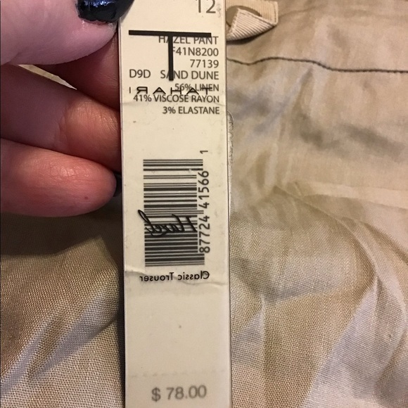 TAHARI THE HAZEL LINEN BLEND TROUSER PANTS IN SAND DUNE SZ 12 UNLINED - Picture 7 of 8